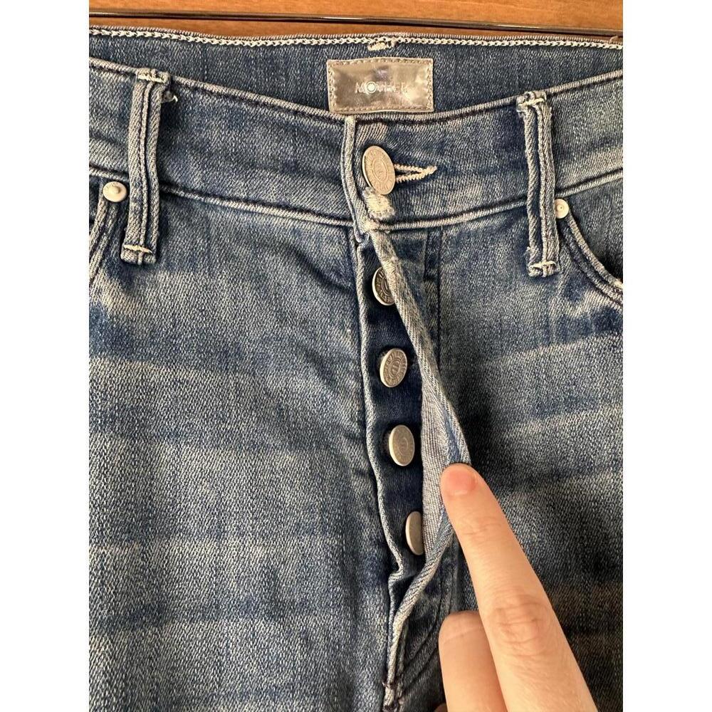 MOTHER The Stunner Ankle Fray Graffiti Girl Denim Distressed Jeans Women’s sz 24 - Picture 3 of 15